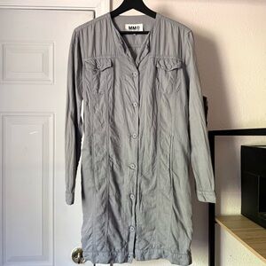 MM6 maison Martin margiela grey cotton long sleeve mini shirt dress